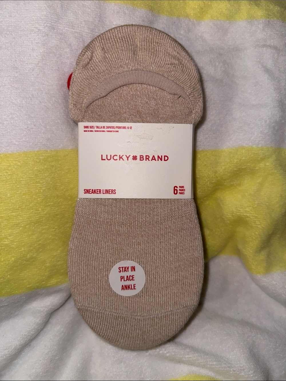 Lucky Brand Beige Low-Cut Sneaker Liner Socks